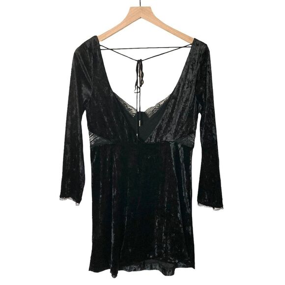 Free People Kat Dress Black Crushed Velvet Medium - Picture 6 of 16